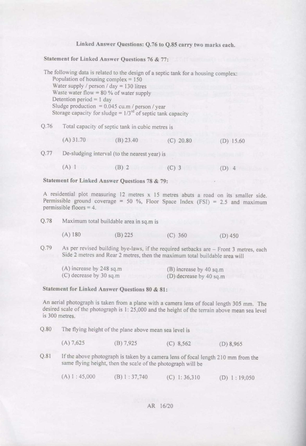 GATE 2007 Architecture and Planning (AR) Question Paper with Answer Key - Page 16