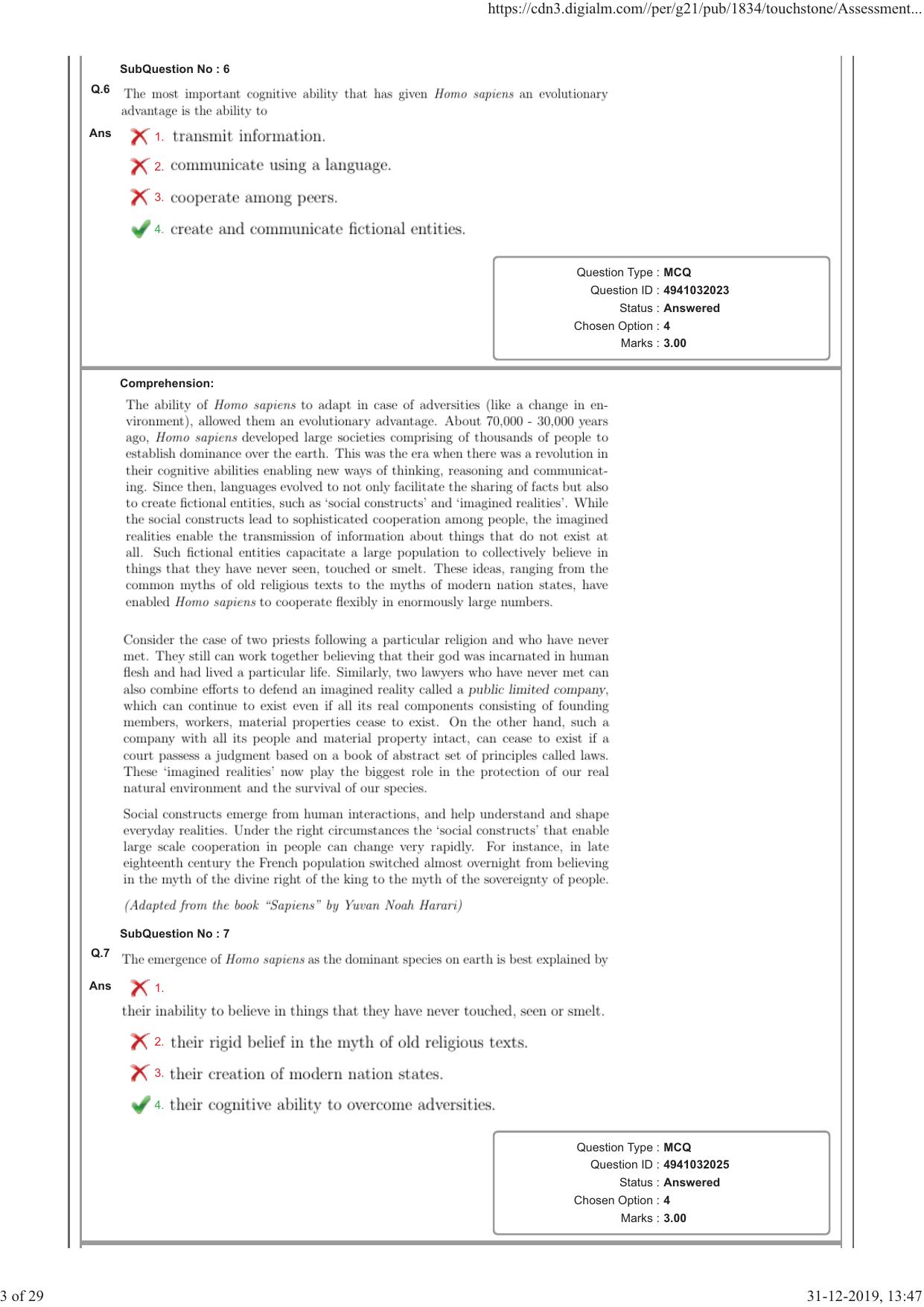 NEST Session I 2019 Question Paper - Page 3