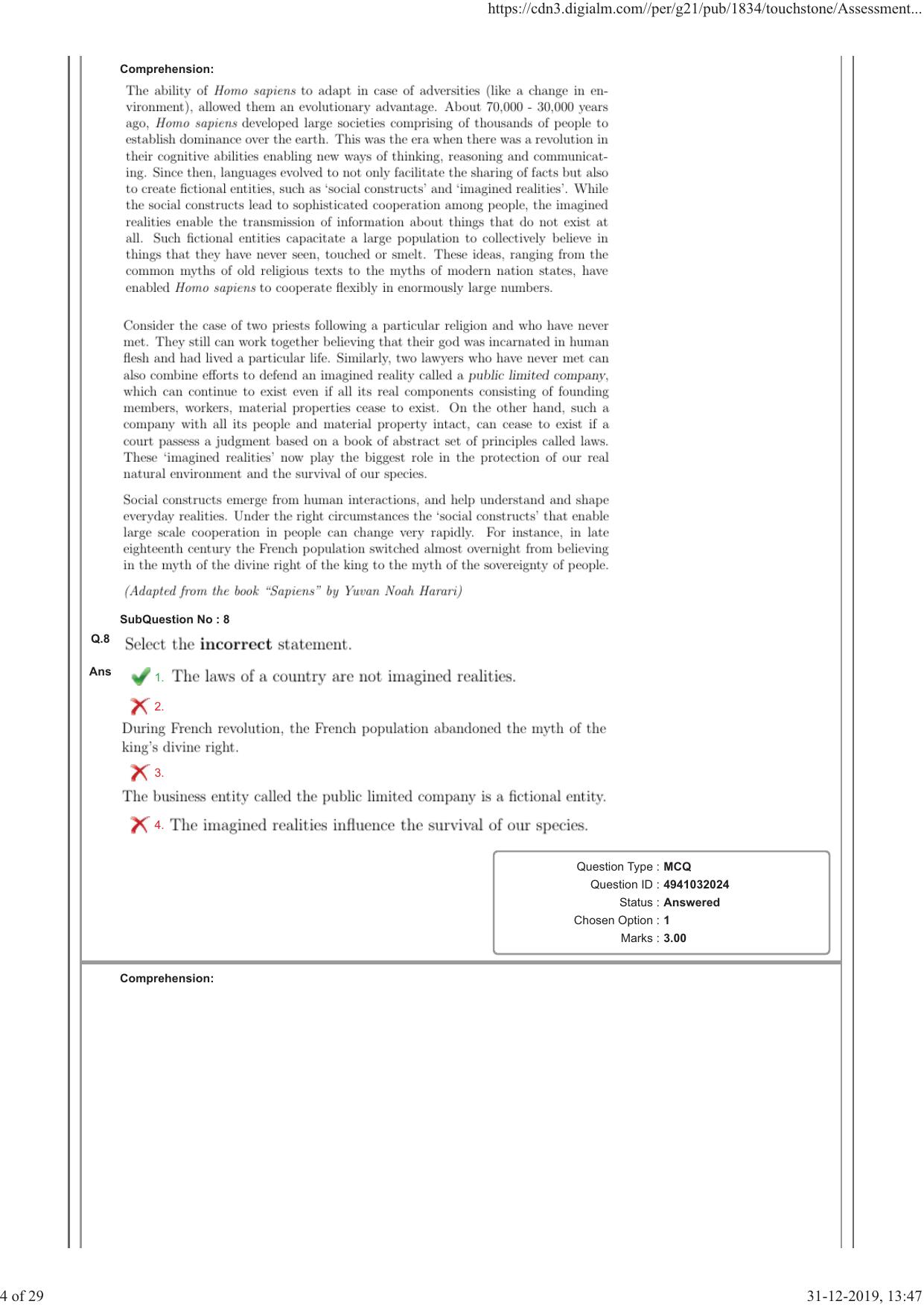 NEST Session I 2019 Question Paper - Page 4