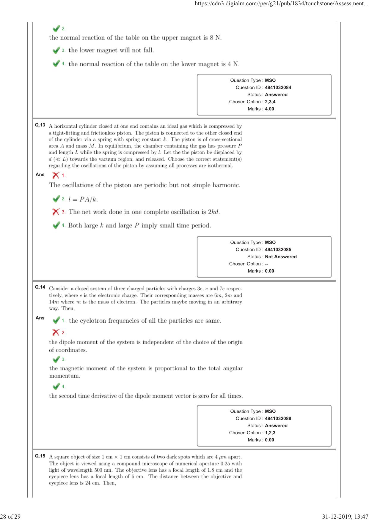 NEST Session I 2019 Question Paper - Page 28
