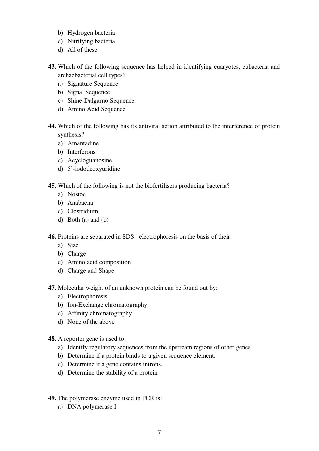 Odisha CPET 2021 BIOINFORMATICS Question Paper - Page 7