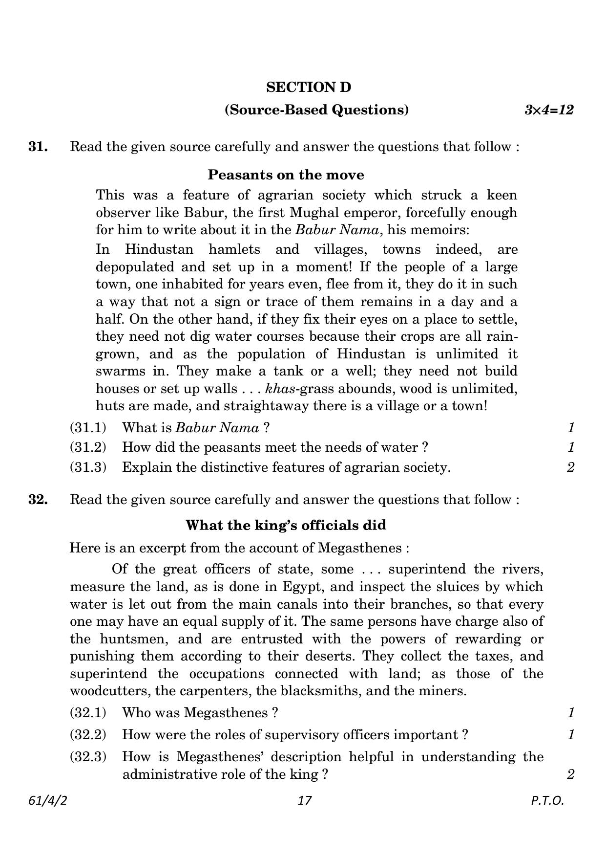 CBSE Class 12 61-4-2 History 2023 Question Paper - Page 17