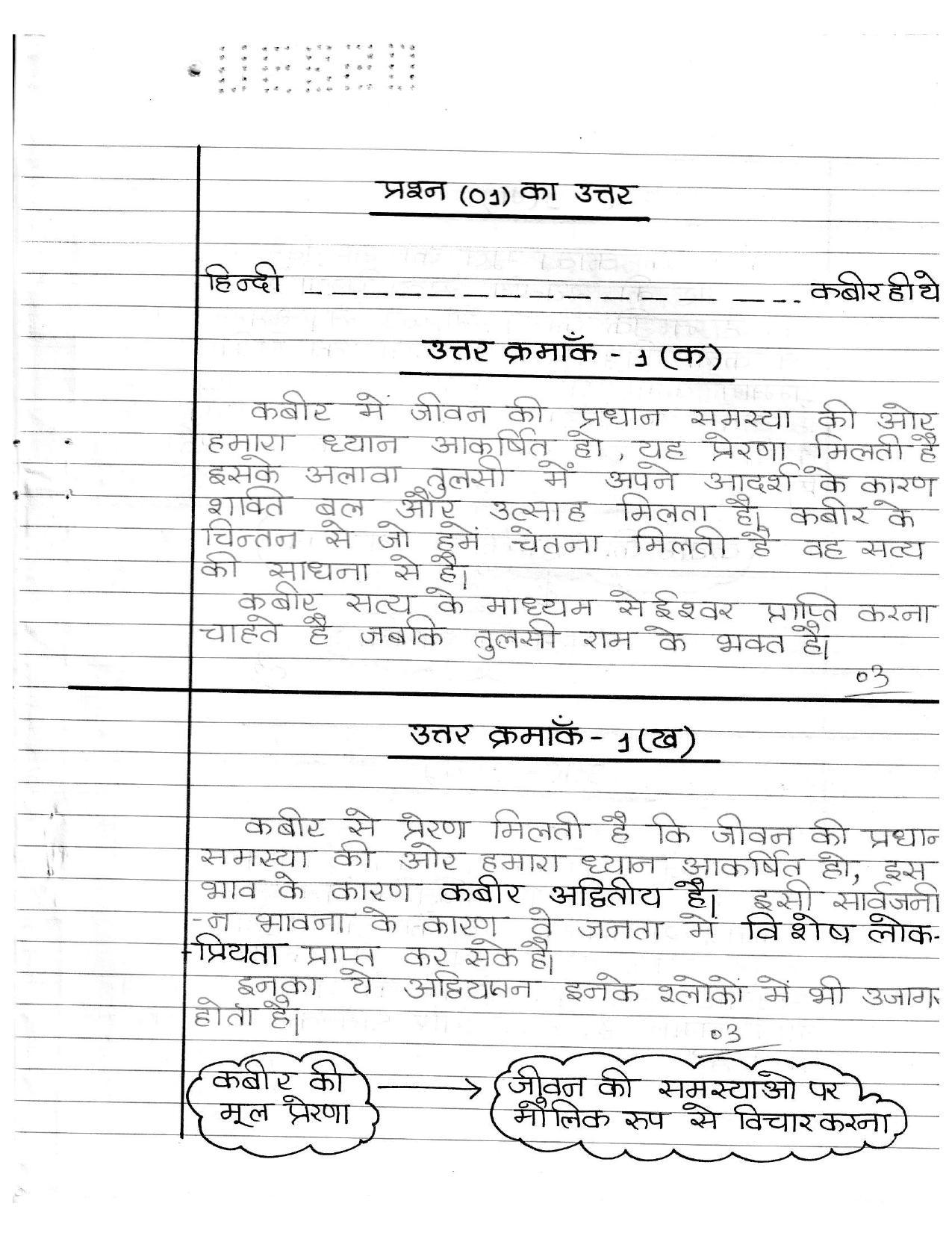 UBSE Class 12 Hindi 2020 Toppers Answer Sheet - Page 2