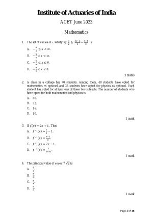 ACET June 2023 Question Papers