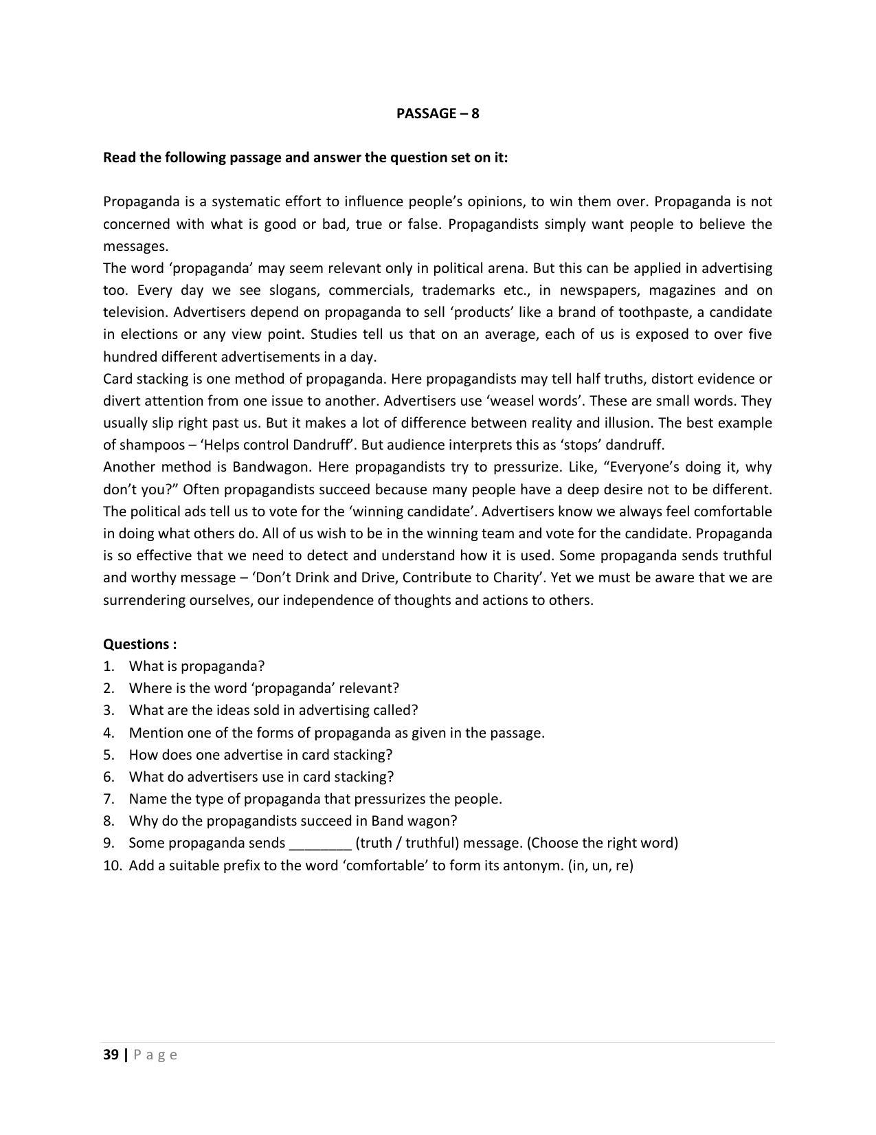 Karnataka 1st PUC Question Bank for English - Page 39
