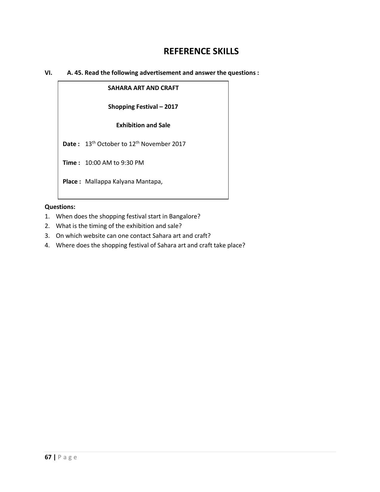 Karnataka 1st PUC Question Bank for English - Page 67