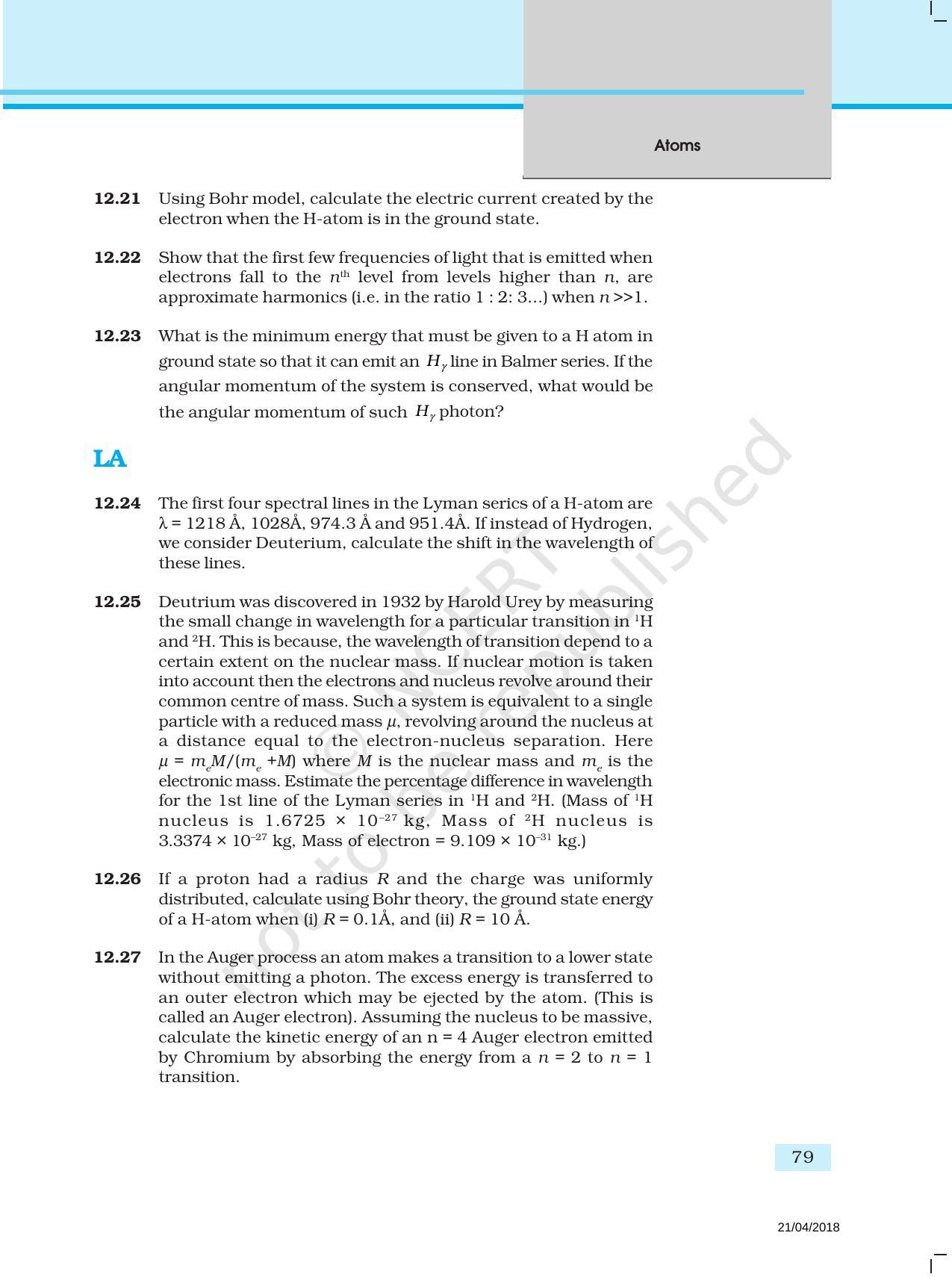 NCERT Exemplar Book for Class 12 Physics: Chapter 12 Atoms - Page 5