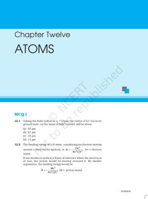 NCERT Exemplar Book for Class 12 Physics: Chapter 12 Atoms