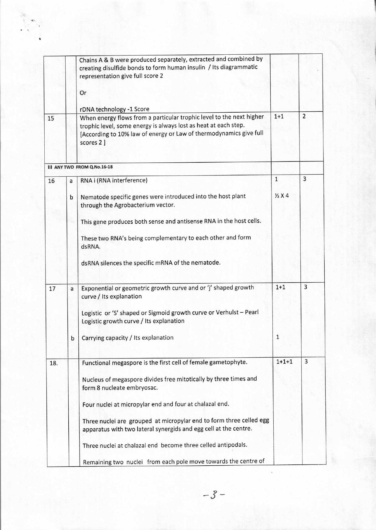 Kerala Plus Two 2018 Botany Answer Key - Page 3
