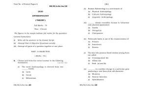 Meghalaya Board (MBOSE) Class 11 Anthropology 2020 Question Paper