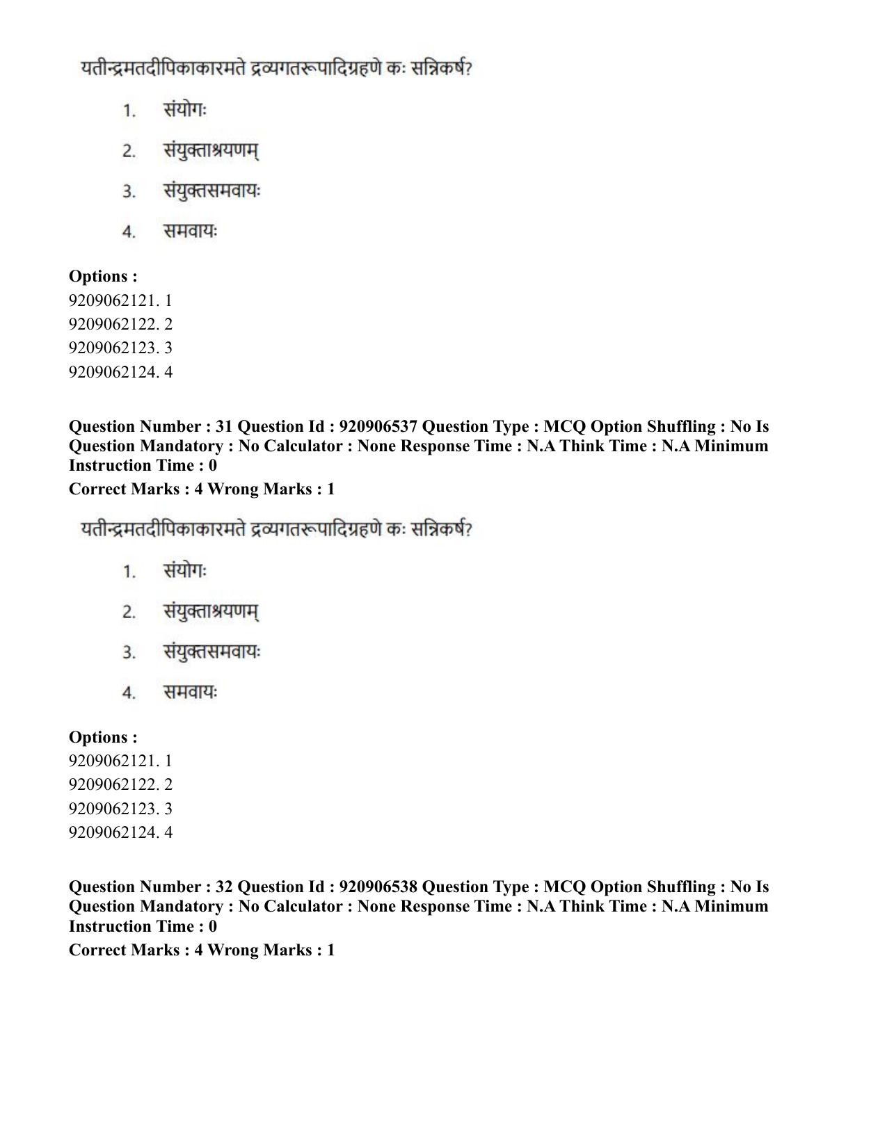 CUET PG 2023: ACQP24 – Vedanta, Sarvadarshan, Mimansa, Nyaya (Hindi)-Shift 1 (06-06-2023) Question Paper - Page 47