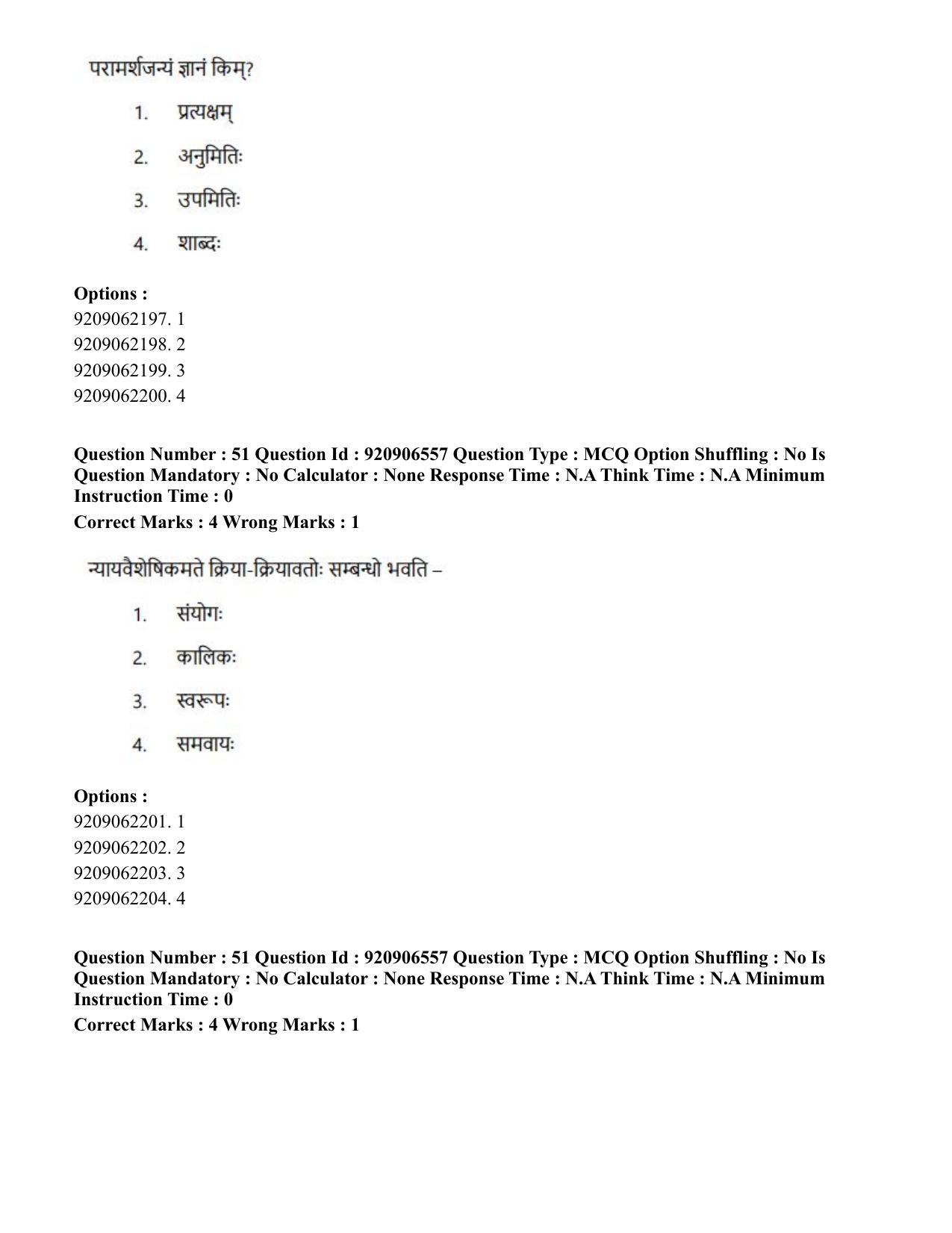 CUET PG 2023: ACQP24 – Vedanta, Sarvadarshan, Mimansa, Nyaya (Hindi)-Shift 1 (06-06-2023) Question Paper - Page 76