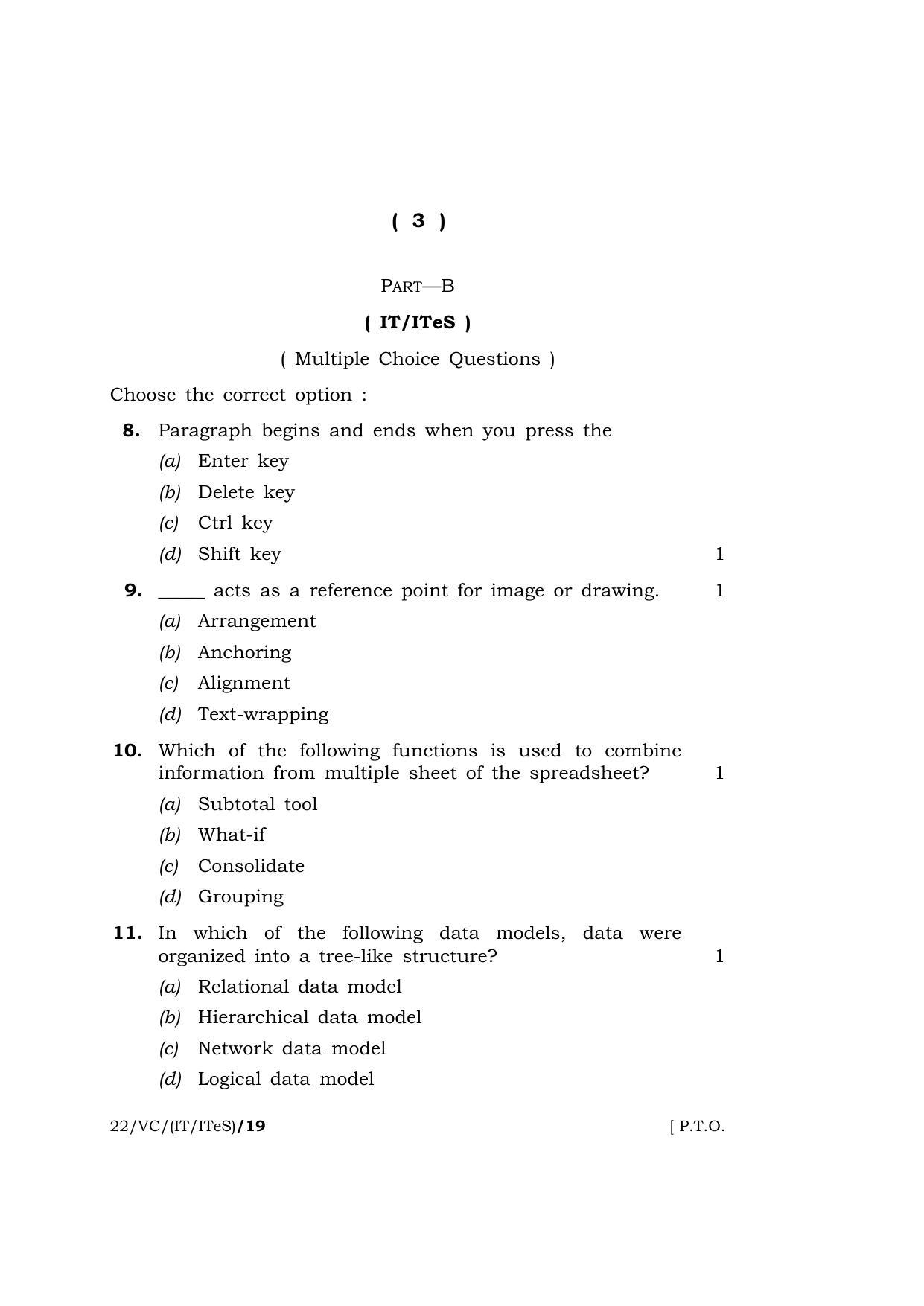 Meghalaya Board (MBOSE) Class 10 INFORMATION TECHNOLOGY (IT/ITeS)  (22-VC-(IT-ITeS)) 2022 Question Paper - Page 3