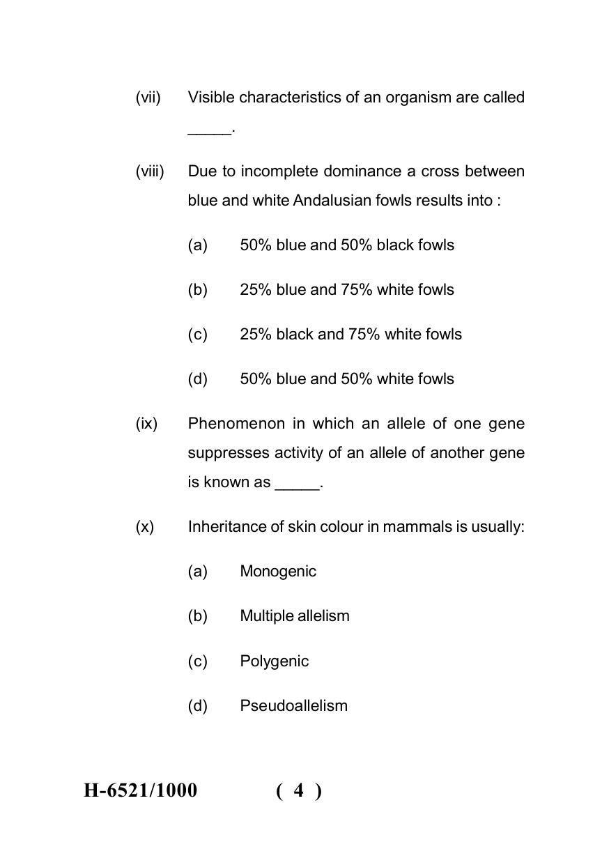 Sarguja University Question Paper July-2022 : M.Sc. In Zoology(Second Sem.) Genetics And Cytogenetics Paper 1 - Page 4