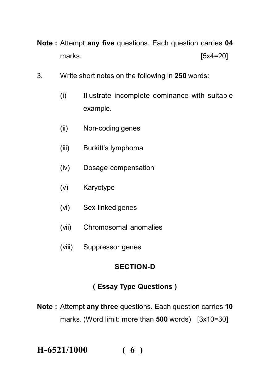 Sarguja University Question Paper July-2022 : M.Sc. In Zoology(Second Sem.) Genetics And Cytogenetics Paper 1 - Page 6
