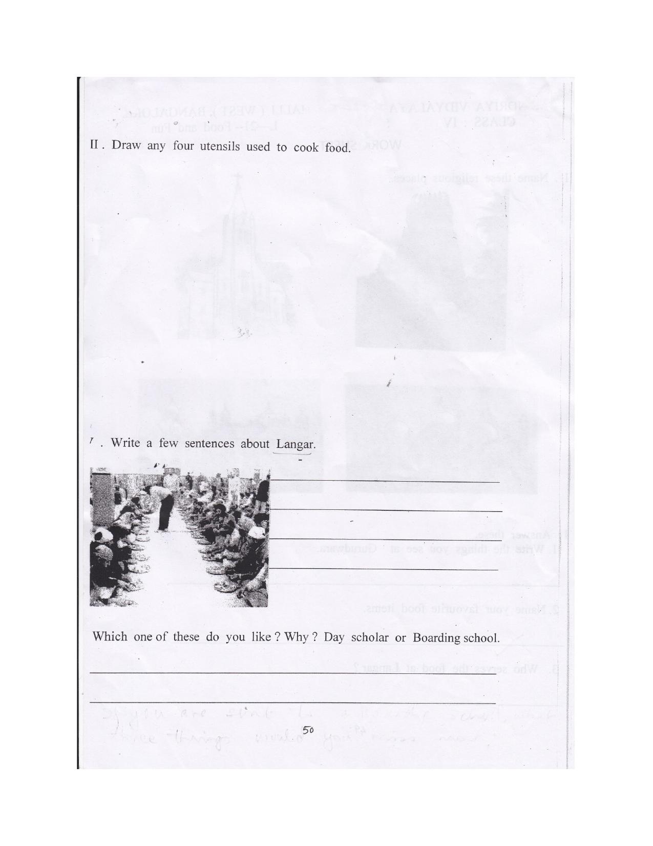 Worksheet for Class 4 Environmental Studies Food and Fun Assignment - Page 2