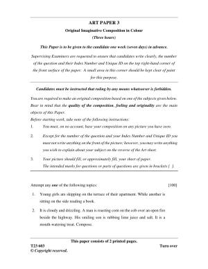 ICSE Class 10 ART PAPER 3 2023 Question Paper