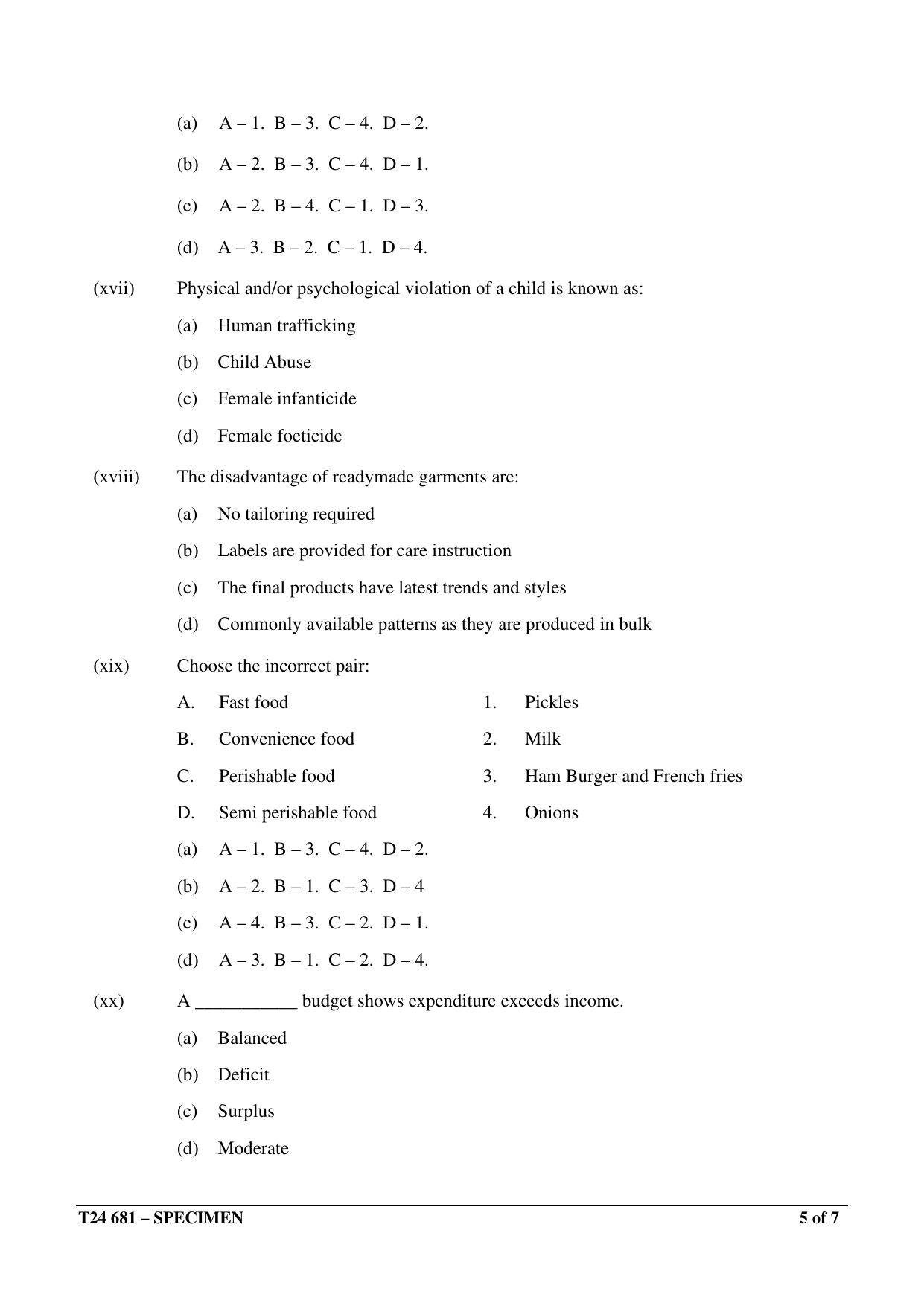 ICSE Class 10 2024 Home Science Sample Paper - Page 5