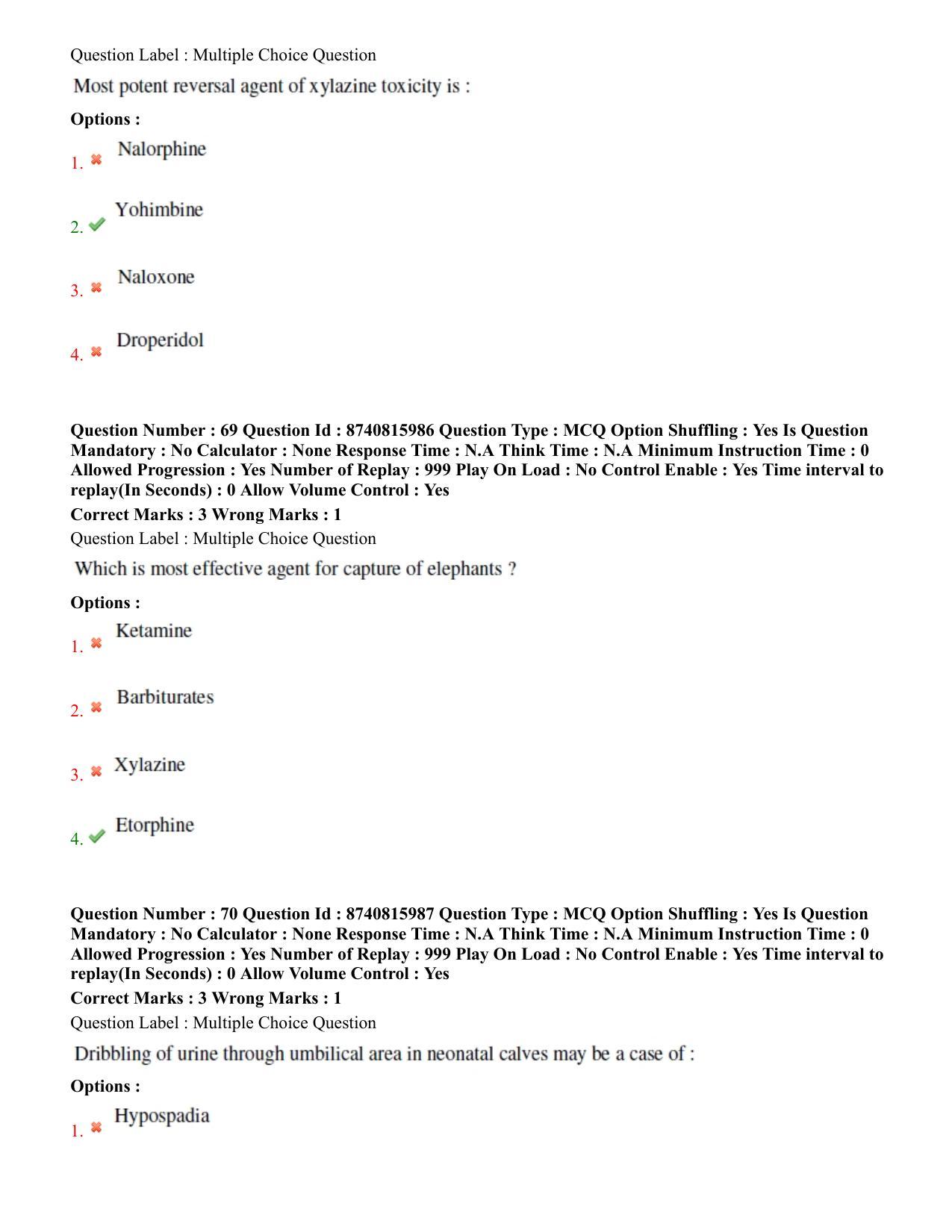 BHU RET Veterinary Surgery & Radiology 2020 Question Paper - Page 40