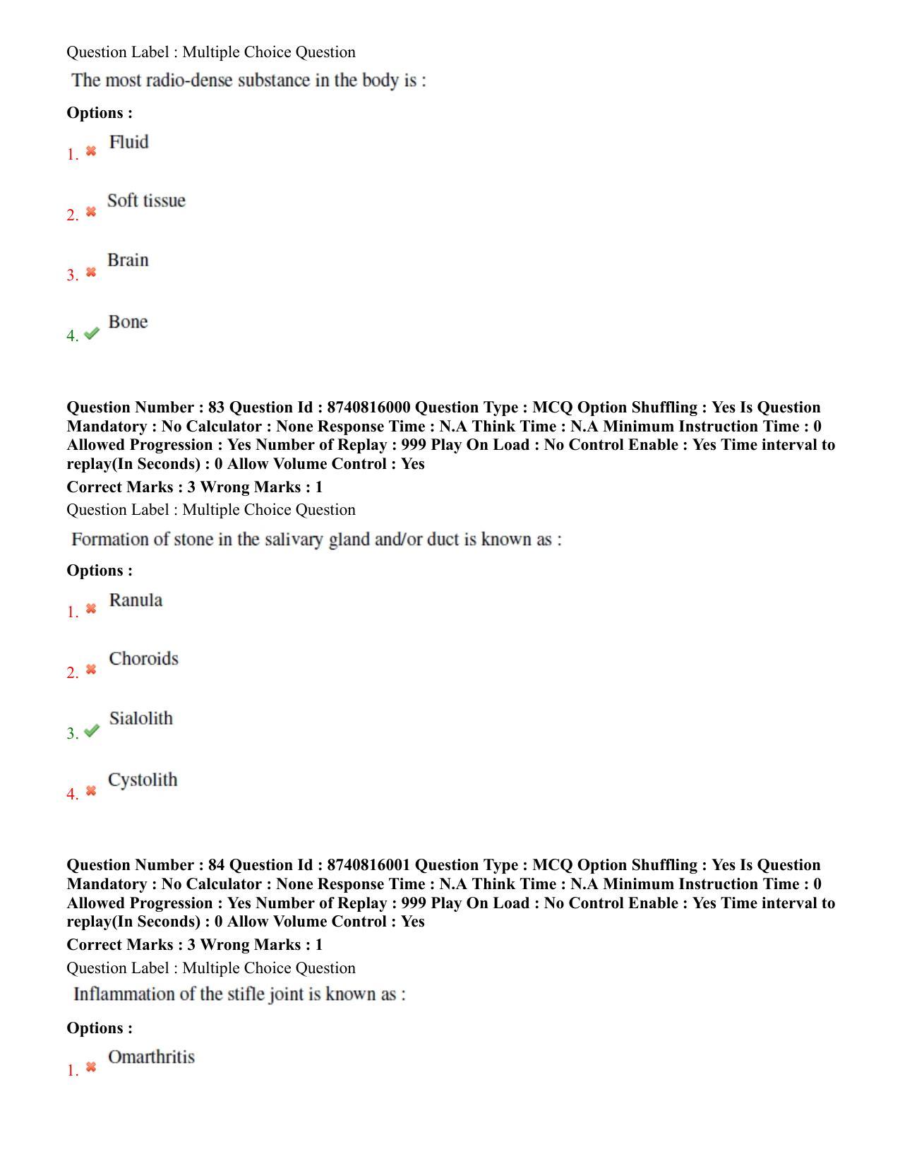 BHU RET Veterinary Surgery & Radiology 2020 Question Paper - Page 46