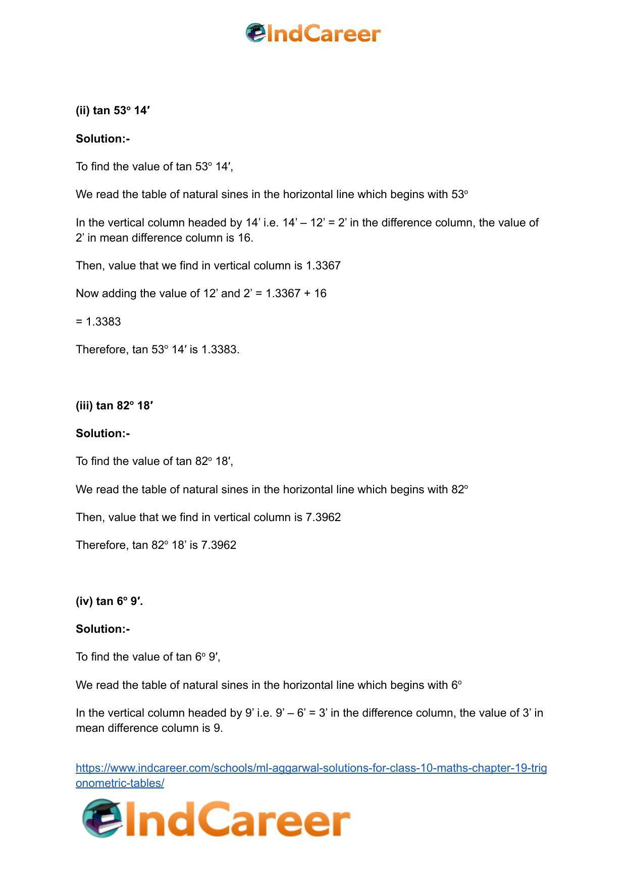ML Aggarwal Solutions for Class 10 Maths Chapter 19- Trigonometric Tables - Page 7