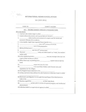 CBSE Worksheets for Class 7 Geography Tracing Changes Through A Thousand Years Assignment 1