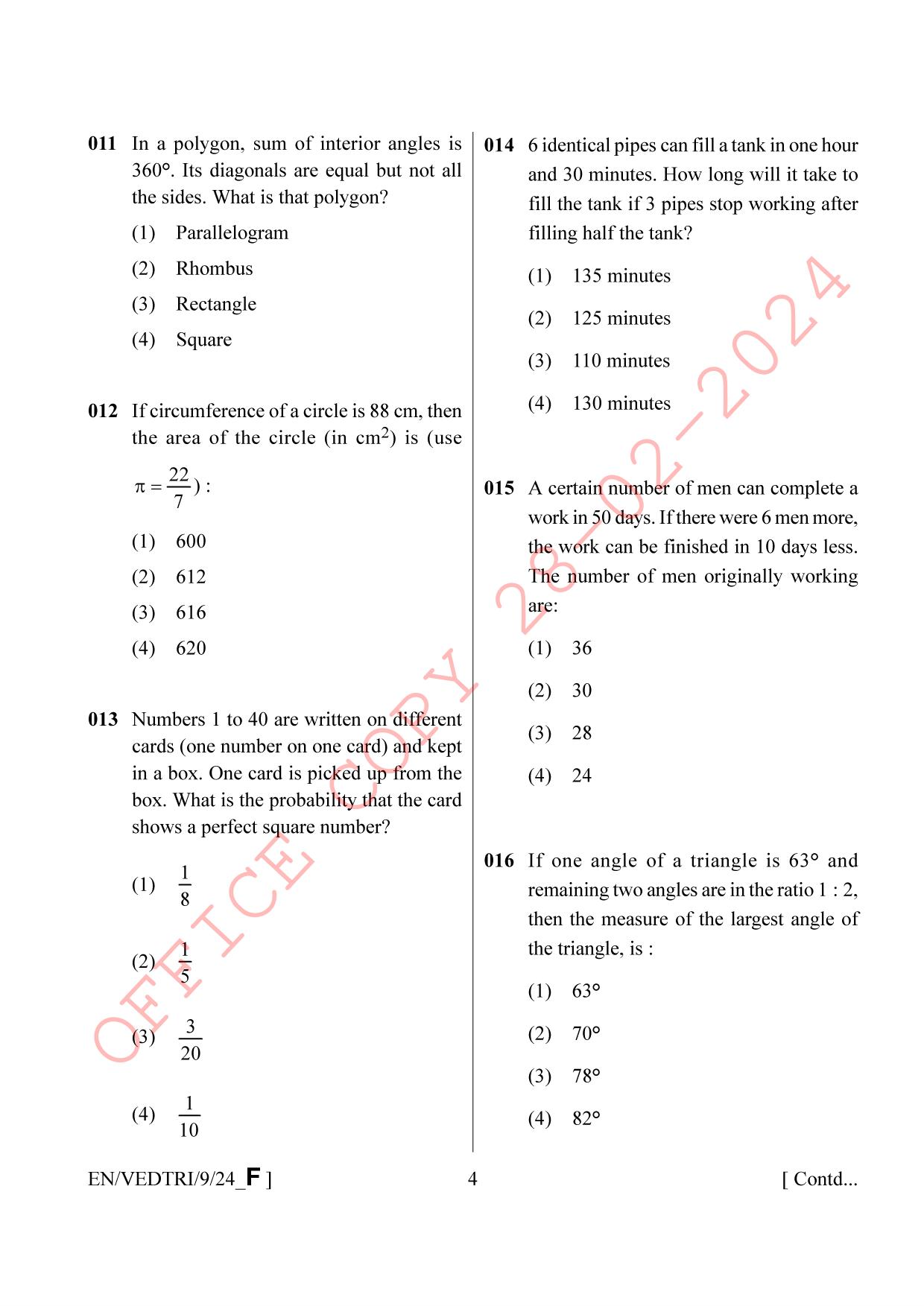 AISSEE Class IX English Set F 2024 Question Paper - Page 4