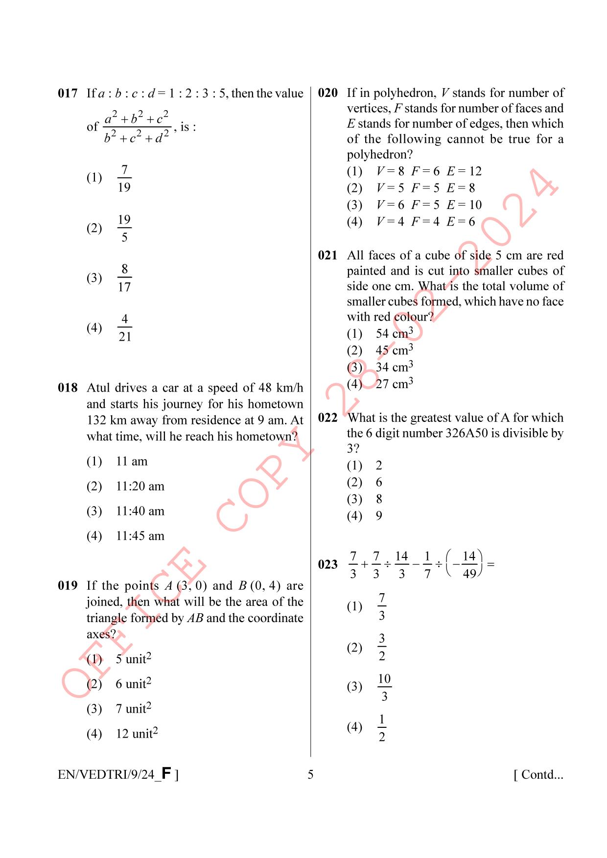 AISSEE Class IX English Set F 2024 Question Paper - Page 5