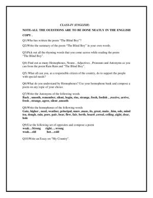 Worksheet for Class 4 English Assignment 114