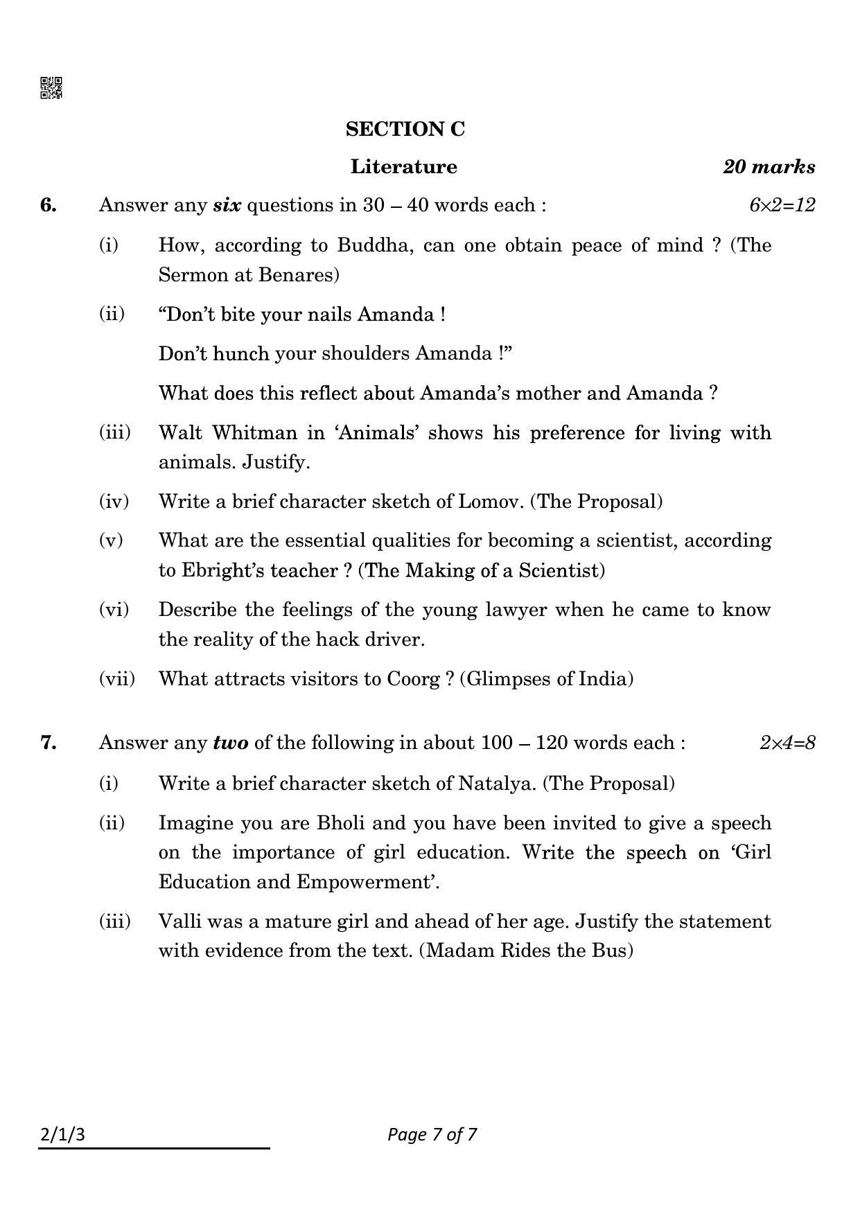 CBSE Class 10 2-1-3 English L & L 2022 Question Paper - Page 7