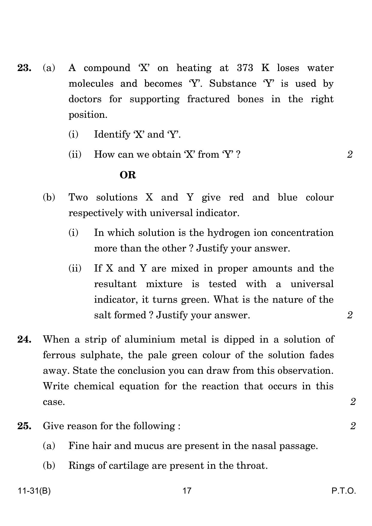 CBSE Class 10 B Science VI 2024 Question Paper - Page 17