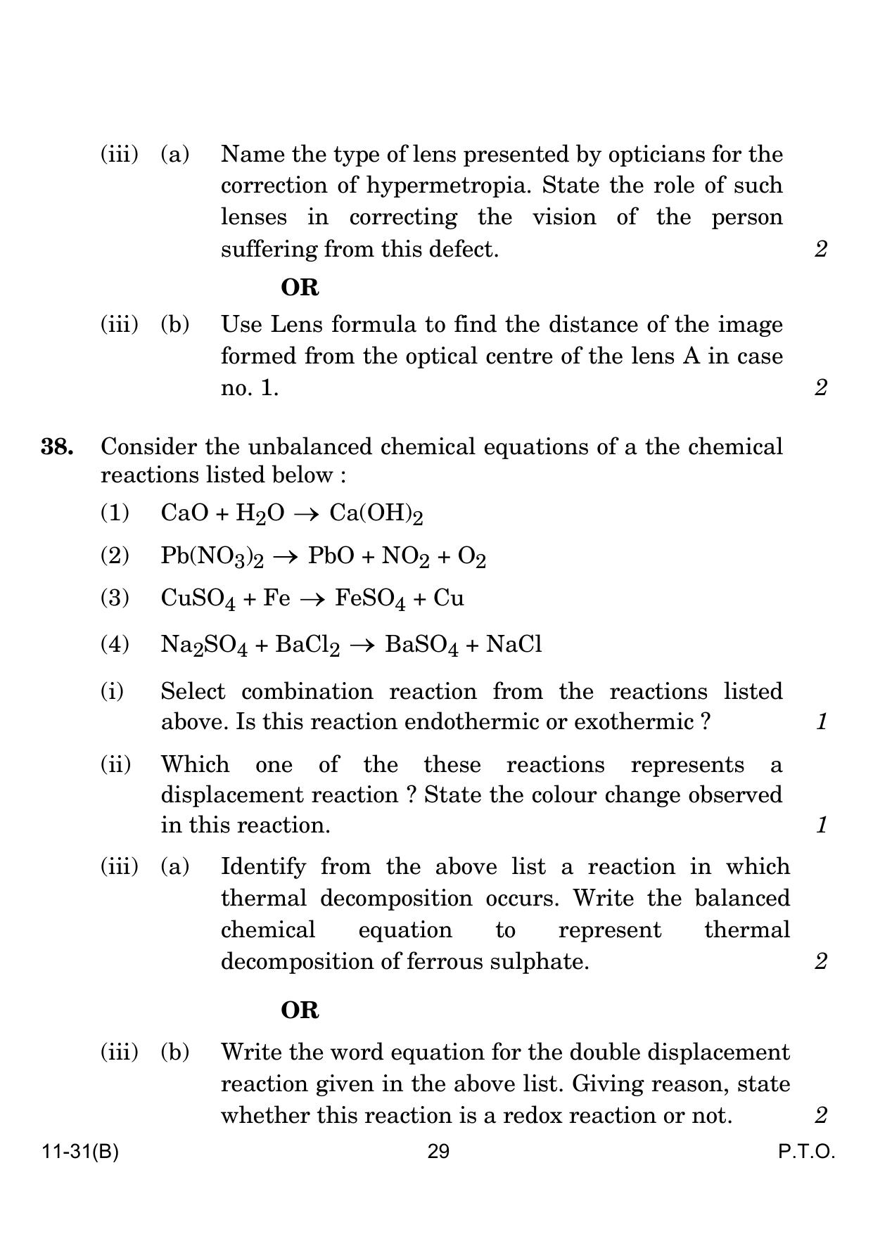 CBSE Class 10 B Science VI 2024 Question Paper - Page 29