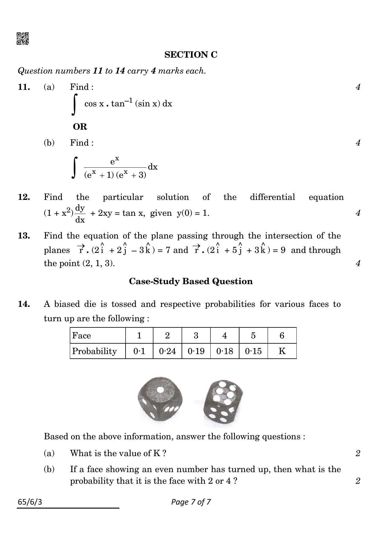 CBSE Class 12 65-6-3 Maths 2022 Compartment Question Paper - Page 7