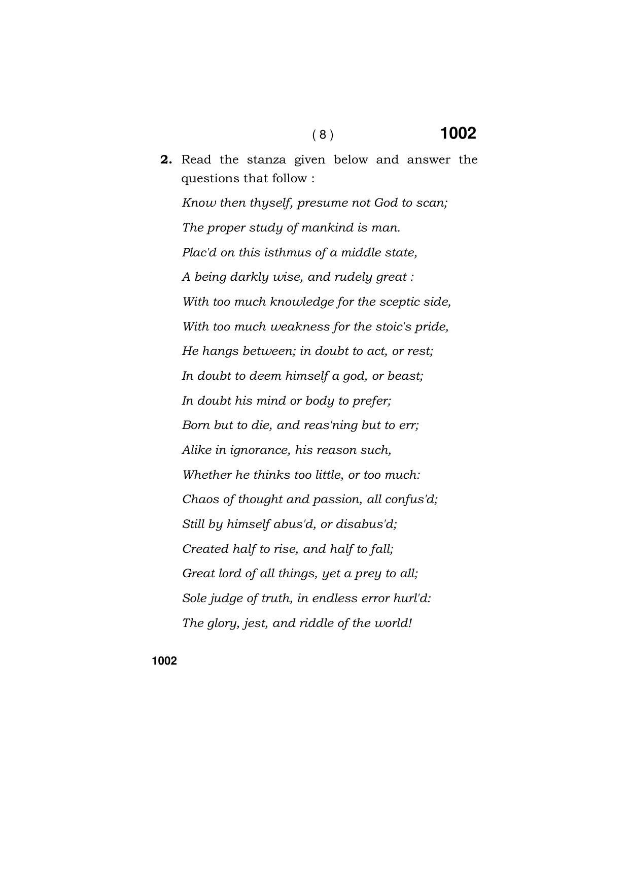 Haryana Board HBSE Class 11 ENGLISH (ELECTIVE) 2019 Question Paper - Page 8