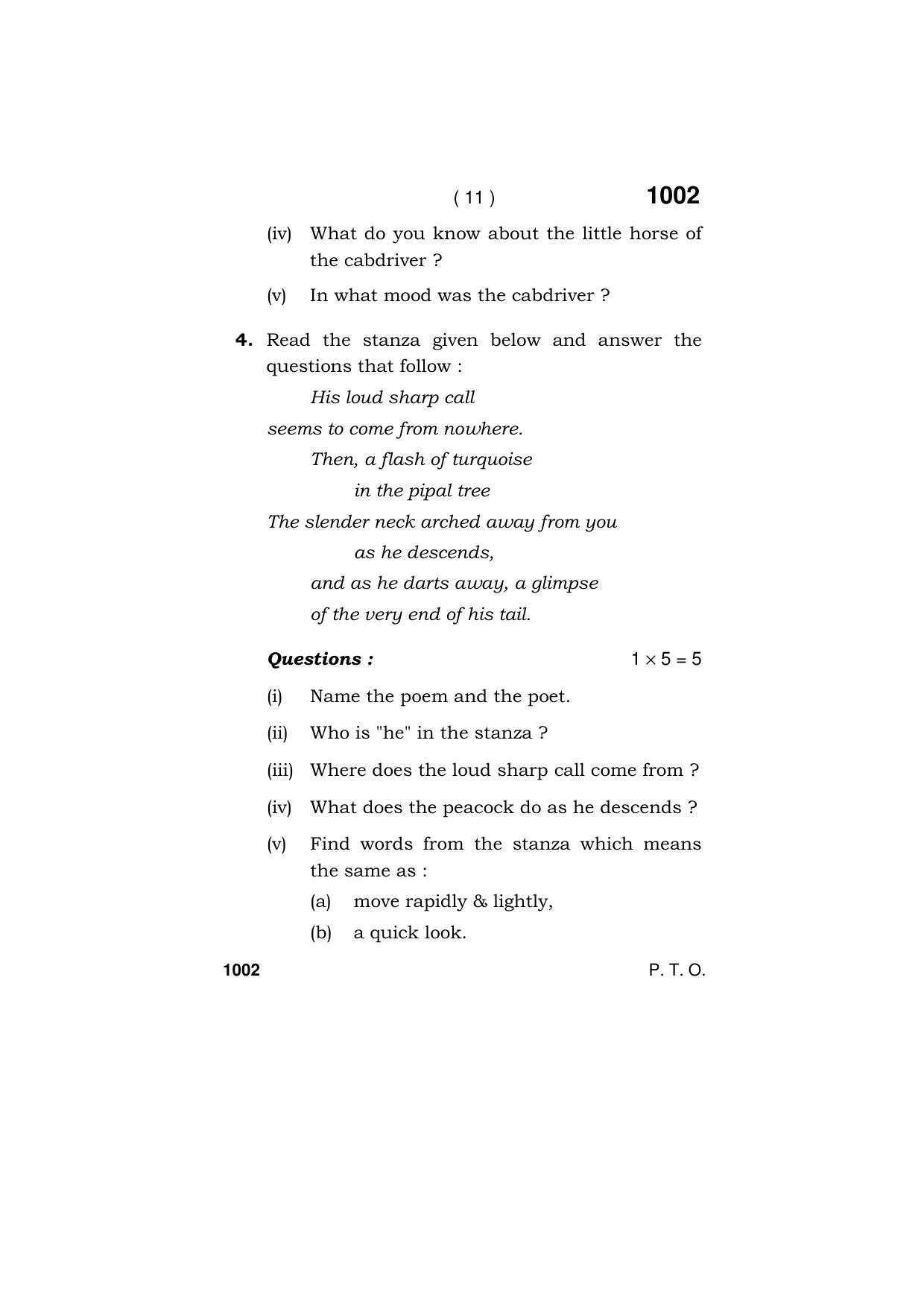 Haryana Board HBSE Class 11 ENGLISH (ELECTIVE) 2019 Question Paper - Page 11