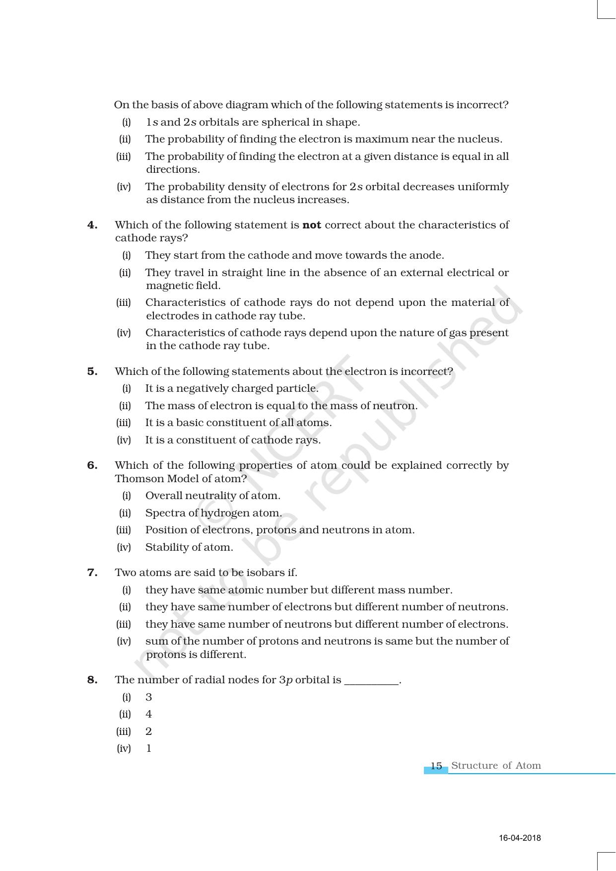 NCERT Exemplar Book for Class 11 Chemistry: Chapter 2 Structure of Atom - Page 2