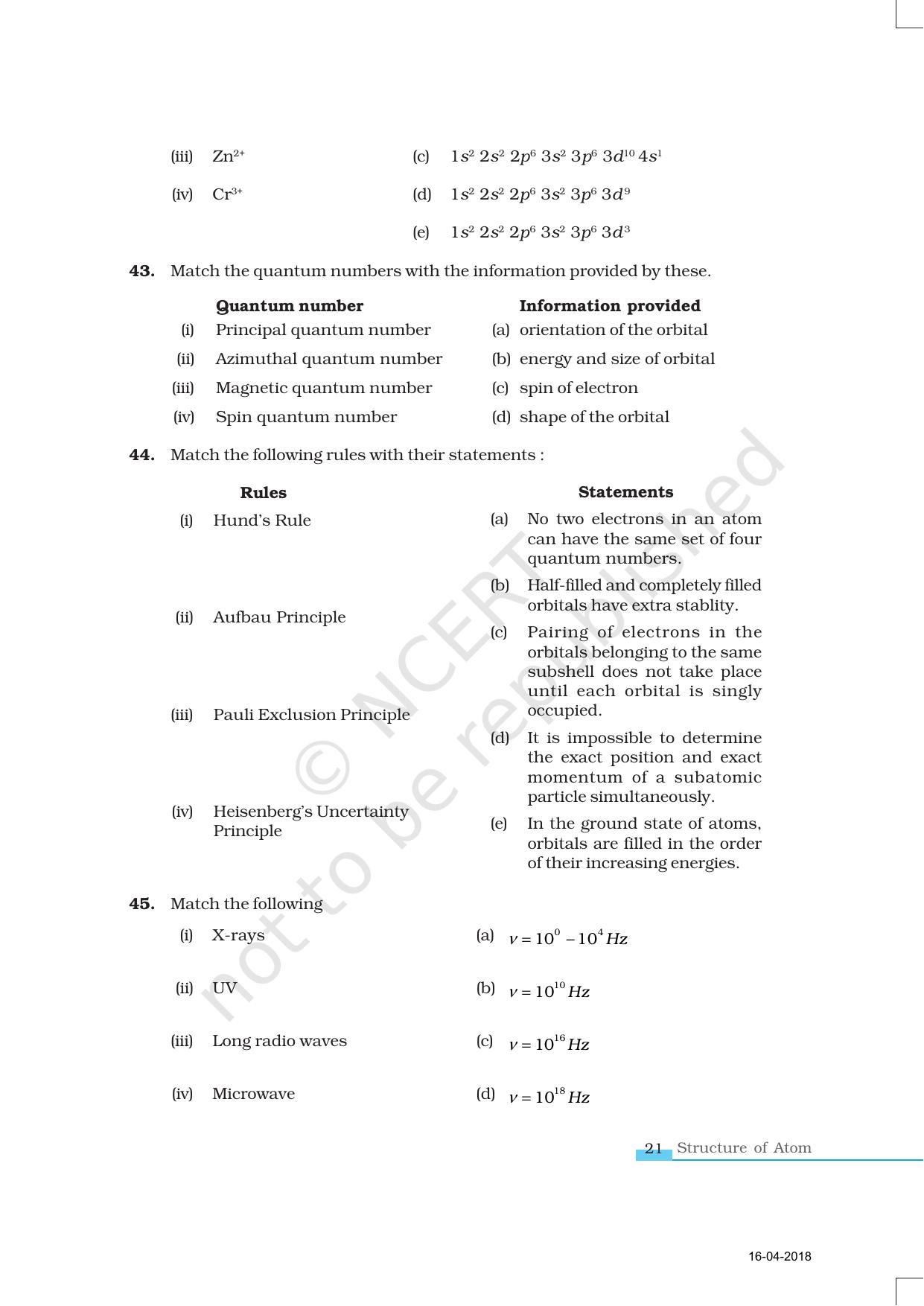 NCERT Exemplar Book for Class 11 Chemistry: Chapter 2 Structure of Atom - Page 8
