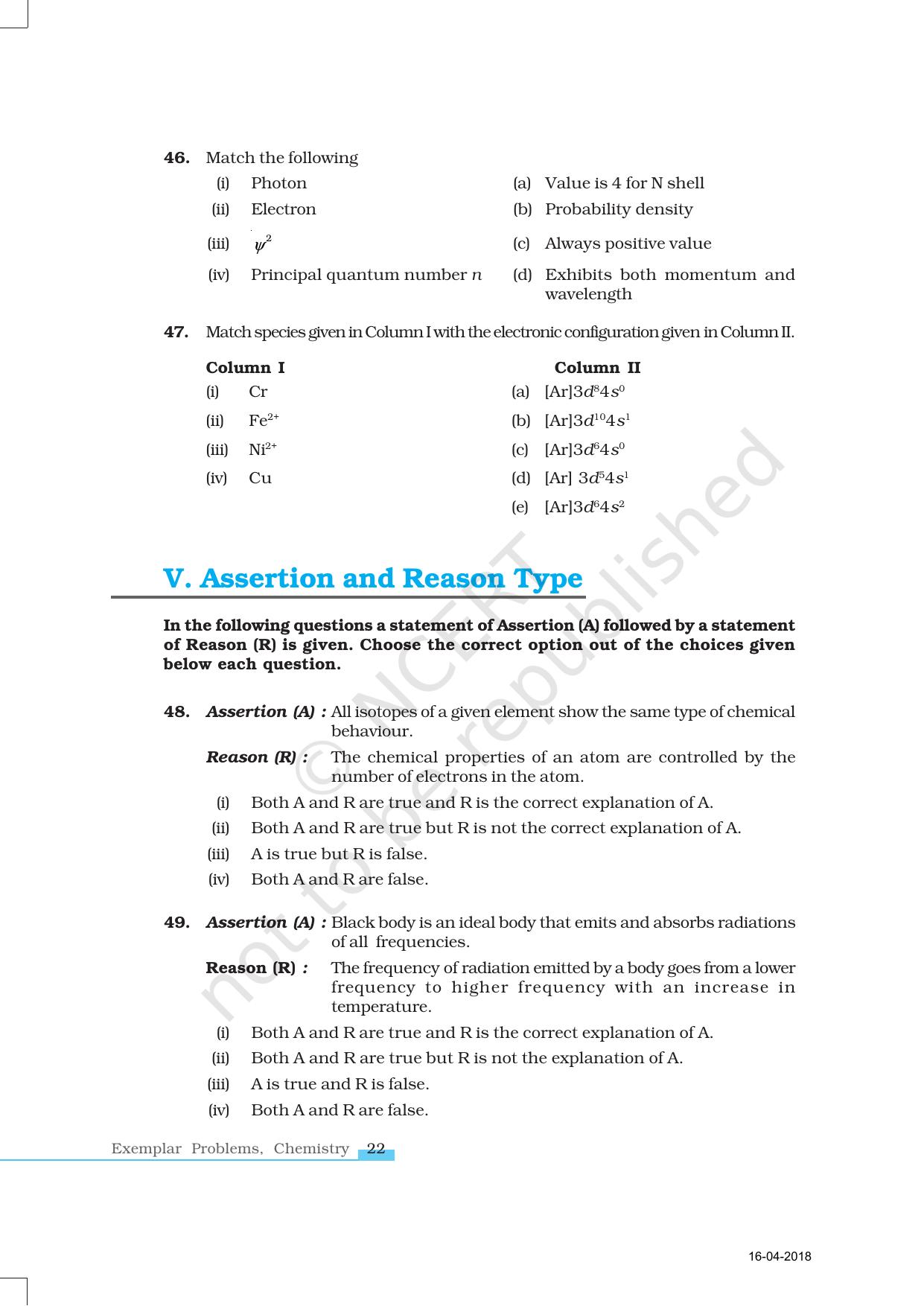 NCERT Exemplar Book for Class 11 Chemistry: Chapter 2 Structure of Atom - Page 9