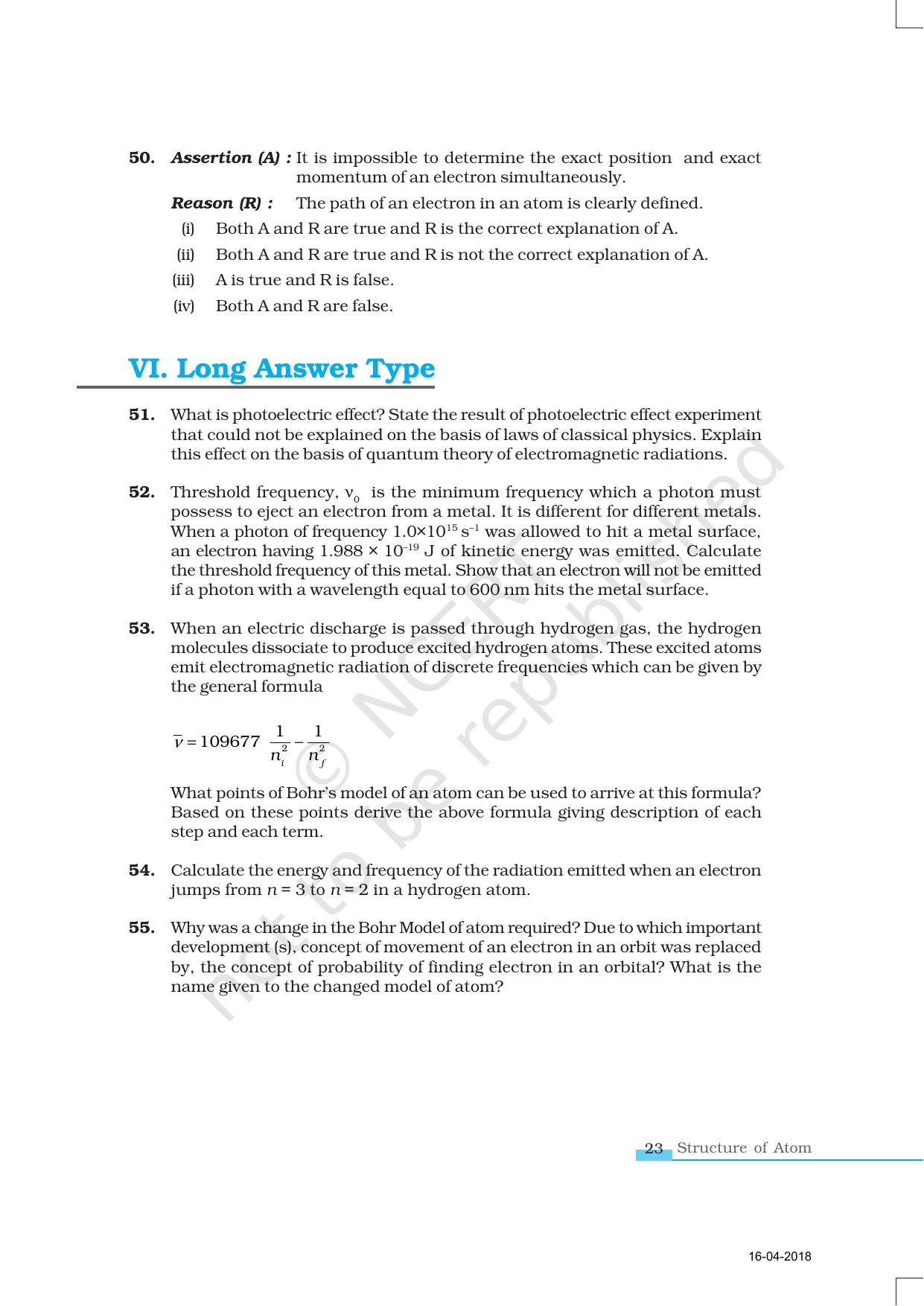 NCERT Exemplar Book for Class 11 Chemistry: Chapter 2 Structure of Atom - Page 10