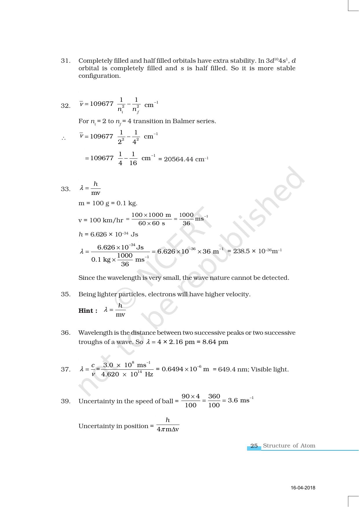 NCERT Exemplar Book for Class 11 Chemistry: Chapter 2 Structure of Atom - Page 12