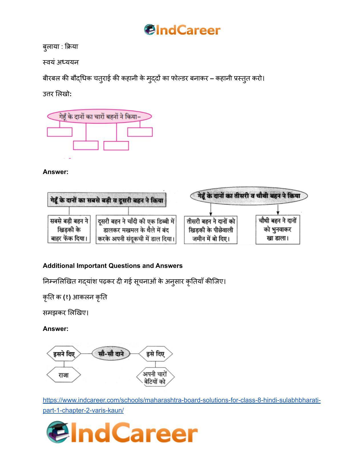 Maharashtra Board Solutions for Class 8- Hindi Sulabhbharati (Part 1): Chapter 2- वारिस कौन? - Page 7