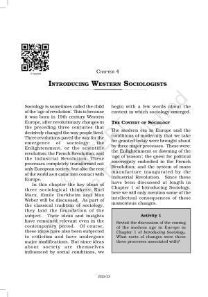 NCERT Book for Class 11 Sociology (Part-II) Chapter 4 Introducing Western Sociologists