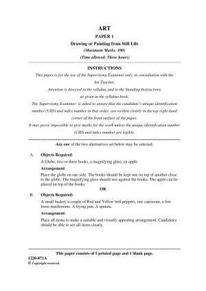 ISC Class 12 2020 Art Paper I Question Paper