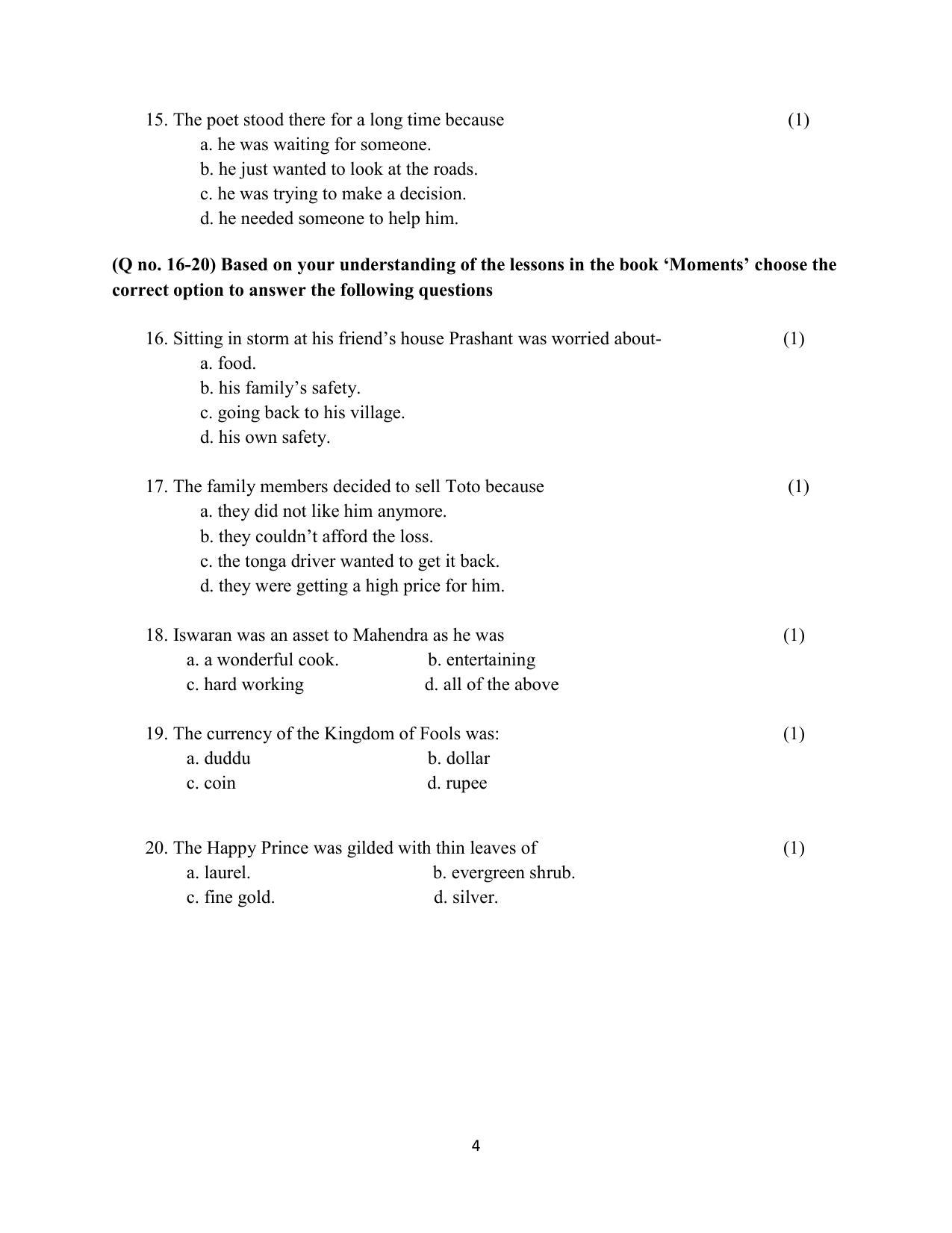 UP Board Class 9 English Model Papers - Page 4
