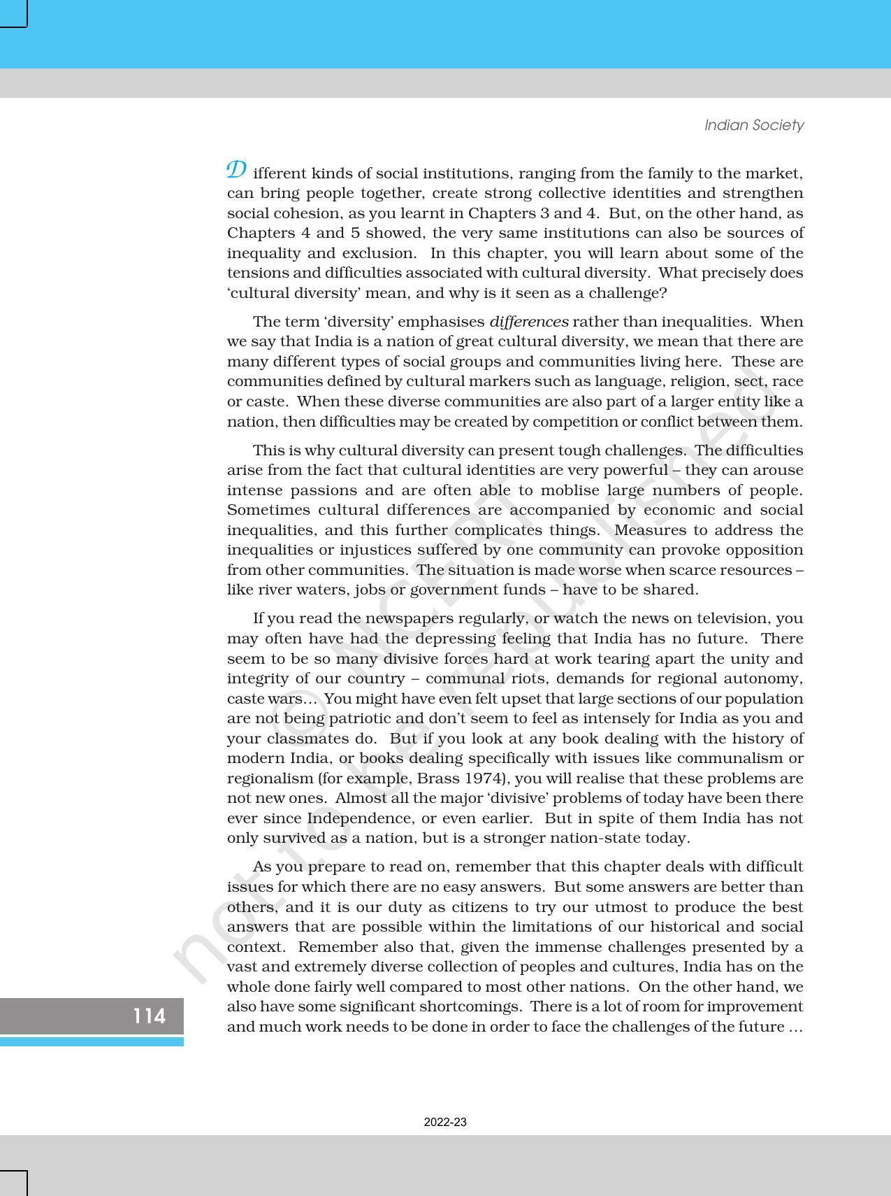 NCERT Book for Class 12 Sociology (Indian Society) Chapter 6 The Challenges of Cultural Diversity - Page 2