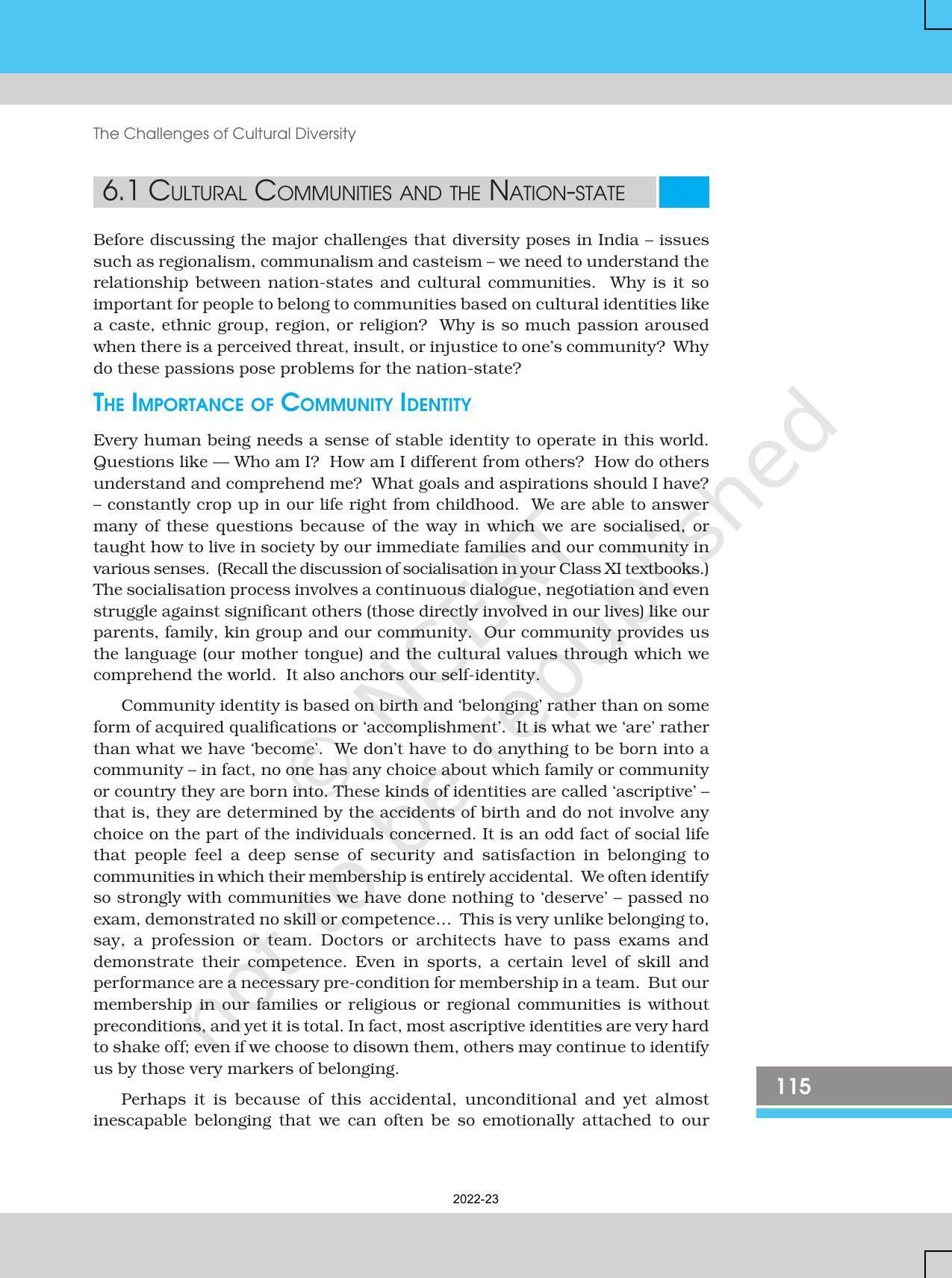 NCERT Book for Class 12 Sociology (Indian Society) Chapter 6 The Challenges of Cultural Diversity - Page 3