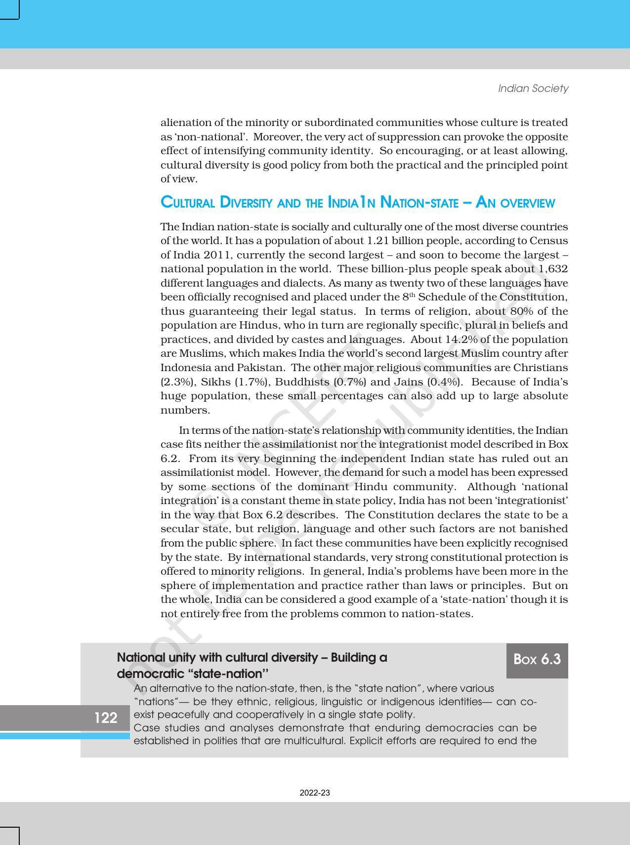 NCERT Book for Class 12 Sociology (Indian Society) Chapter 6 The Challenges of Cultural Diversity - Page 10
