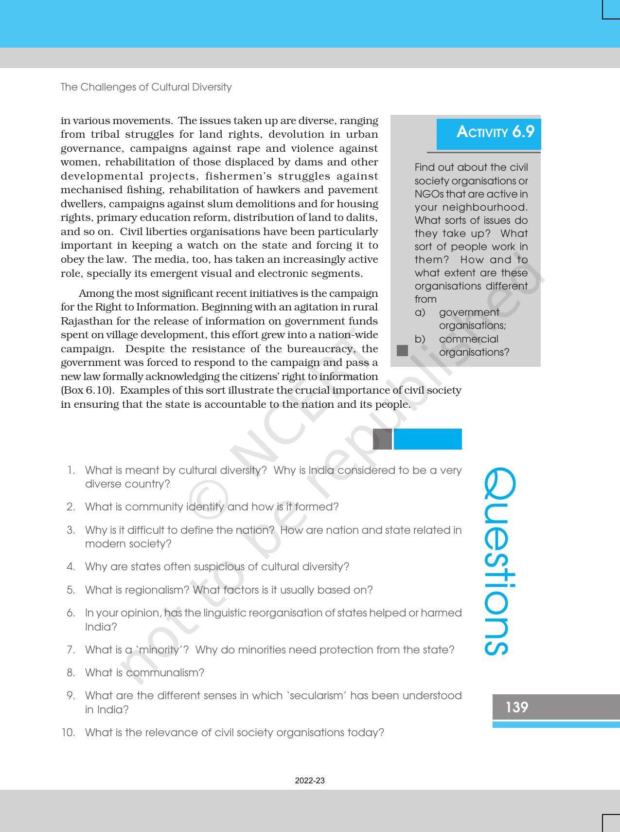 NCERT Book for Class 12 Sociology (Indian Society) Chapter 6 The Challenges of Cultural Diversity - Page 27