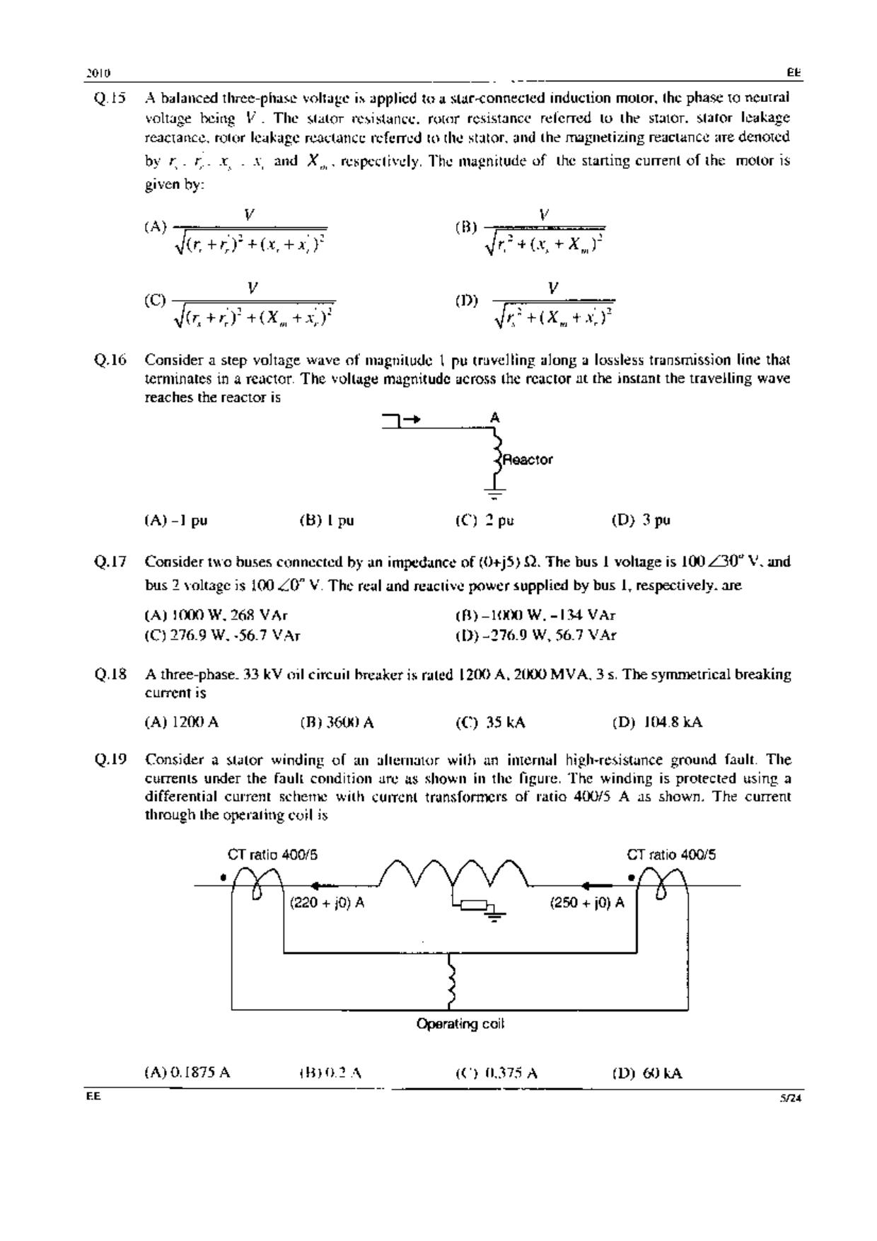 GATE 2010 Electrical Engineering (EE) Question Paper with Answer Key - Page 5
