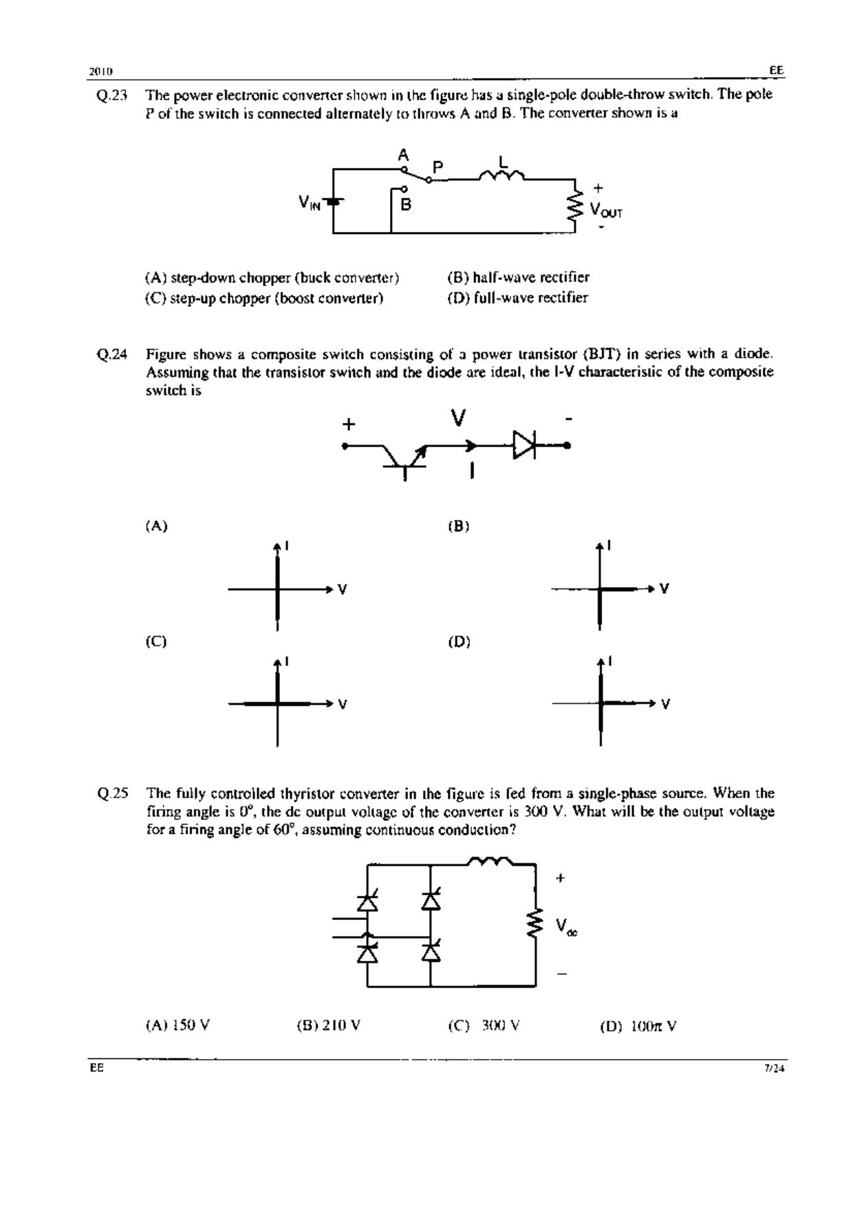 GATE 2010 Electrical Engineering (EE) Question Paper with Answer Key - Page 7
